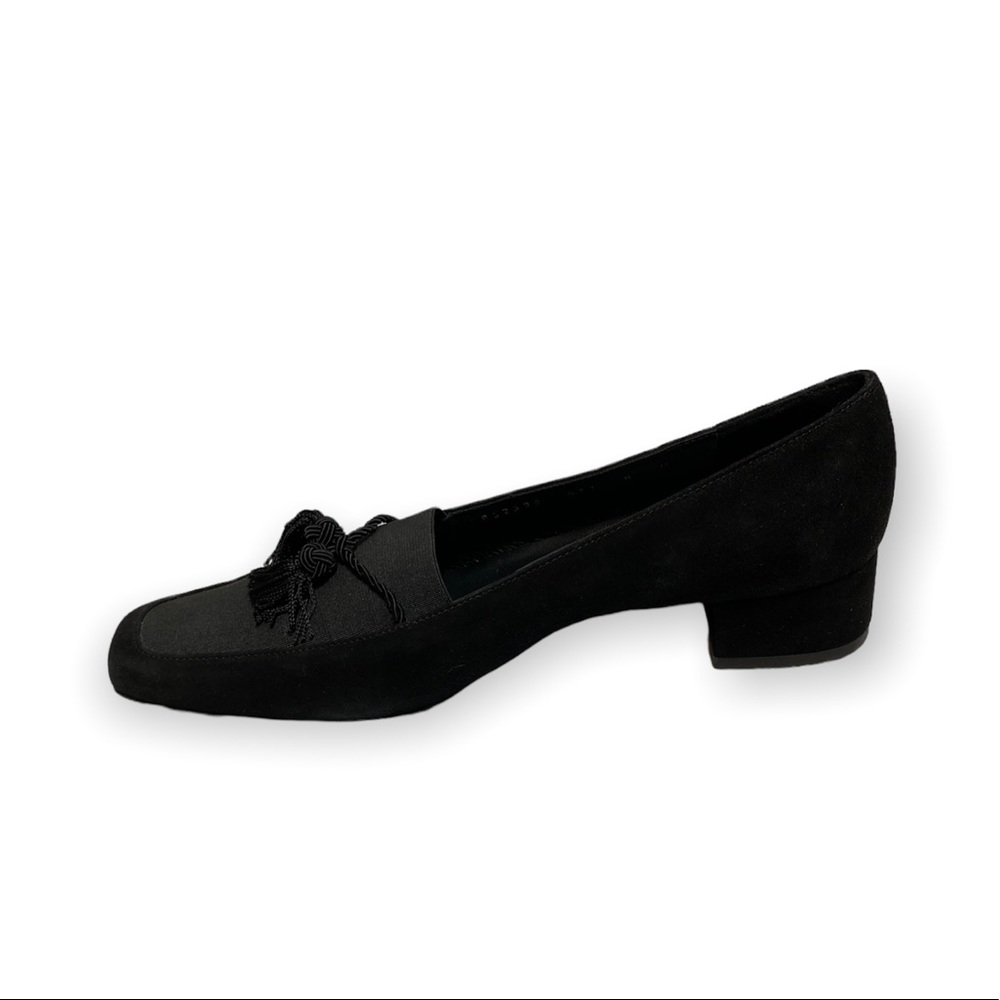 Salvatore Ferragamo Black Boutique Suede Fabric Tassel Accent Heels S Pumps